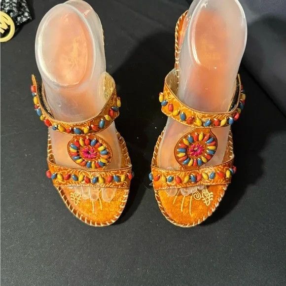 Corkys Colorful St. Kitts  Embellished Wedges Adjustable Strap  Women's Sz 9 - Picture 5 of 7